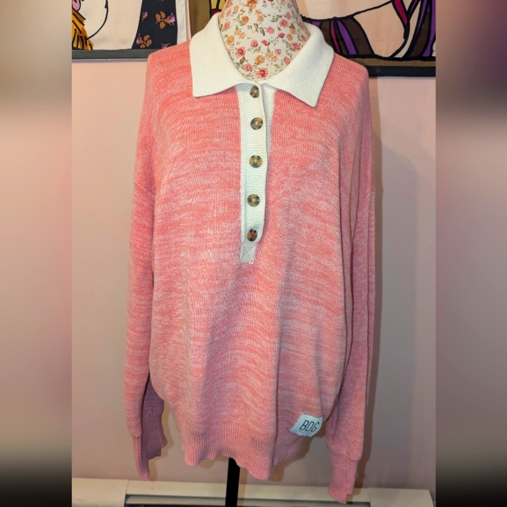 BDG Pink Button-Up Sweater